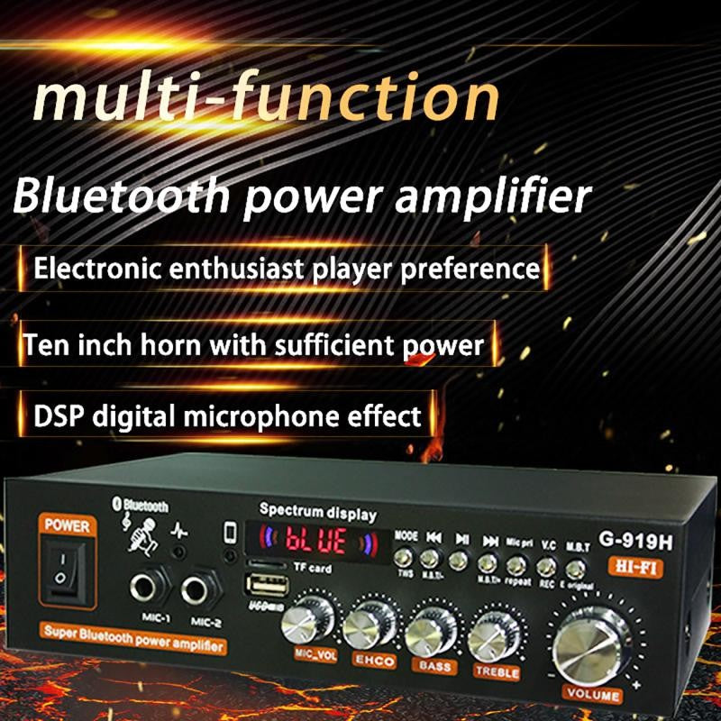 Amplificadores de potencia G919H 1000W para el hogar y el coche, 2 canales, Bluetooth, sonido envolvente, FM, USB, Control remoto, Mini amplificador estéreo Digital HIFI
