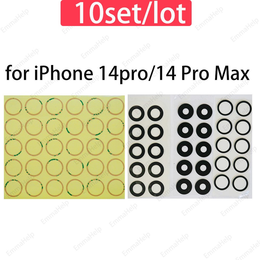 EmmaHelp, 10 Uds., cristal de cámara trasera para iPhone 7 8 Plus 6 6S 6Plus 7Plus X XR XS Max 11 12, lente de cubierta trasera, piezas de soporte adhesivo 3M