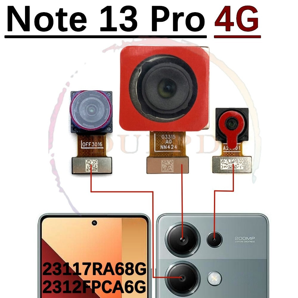 Cámara principal trasera para Xiaomi Redmi Note 13 Pro Note13Pro 4G 5G, piezas de Cable flexible de módulo de cámara frontal pequeña