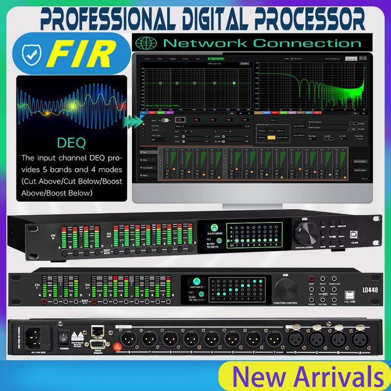 Paulkitson-Procesador de Audio Digital LD448, sistema de Control de altavoz profesional, con Procesador Fir de 32 bits, Driverack 4in y 8out