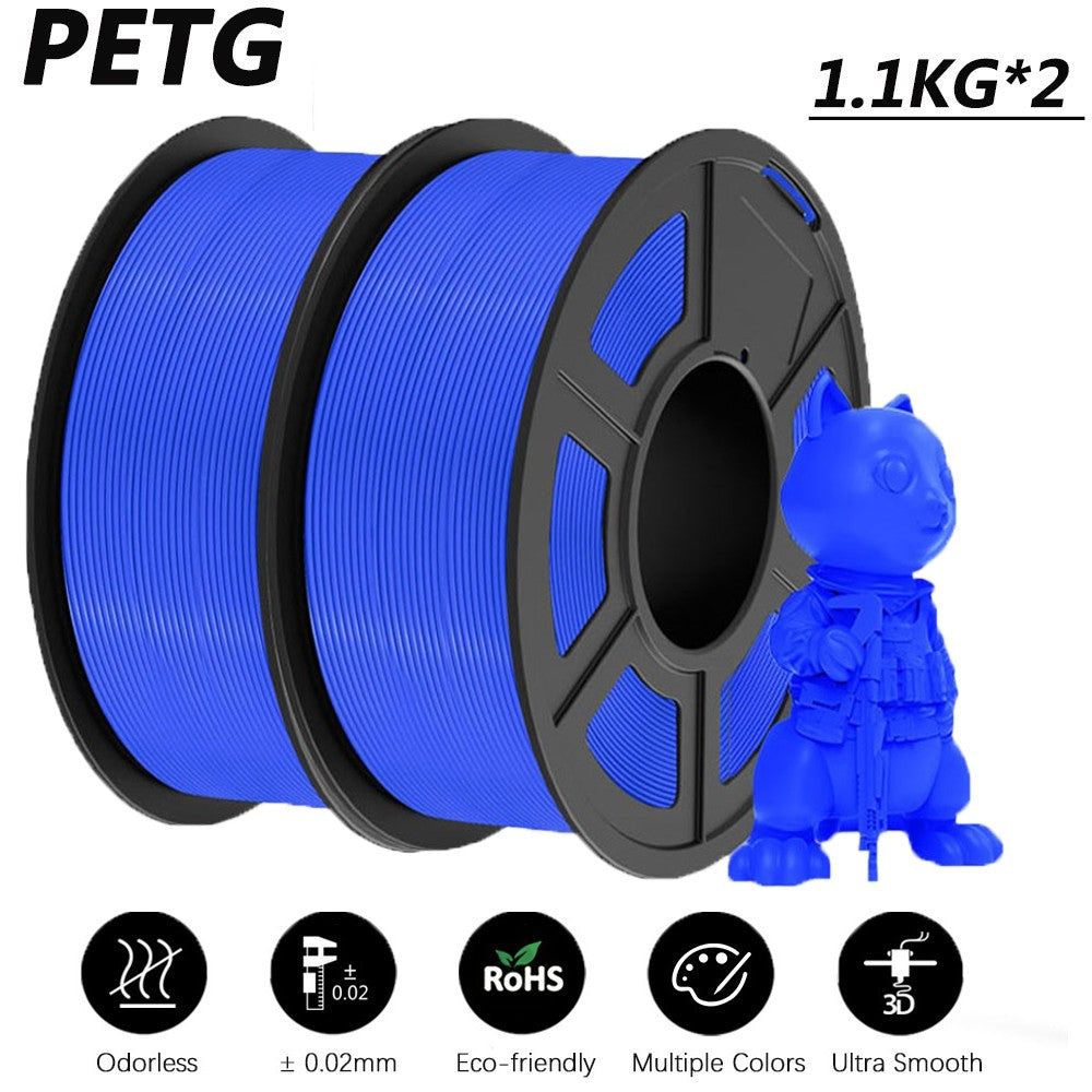 JAYO 2 rollos de filamento de impresora 3D PETG/PLA/PLA PLUS 1,75mm 2,2 KG 100% sin burbujas materiales de impresión 3D no tóxicos para impresora 3D