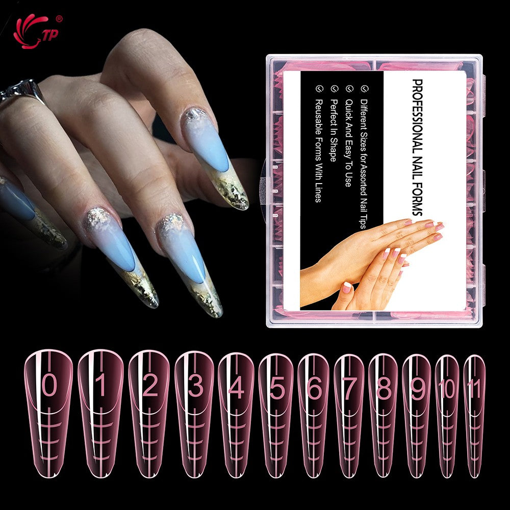TP 120 Uds molde de uñas de doble forma con borde interior cubierta completa formas superiores acrílicas para extensión puntas de uñas postizas molde de Gel de construcción rápida