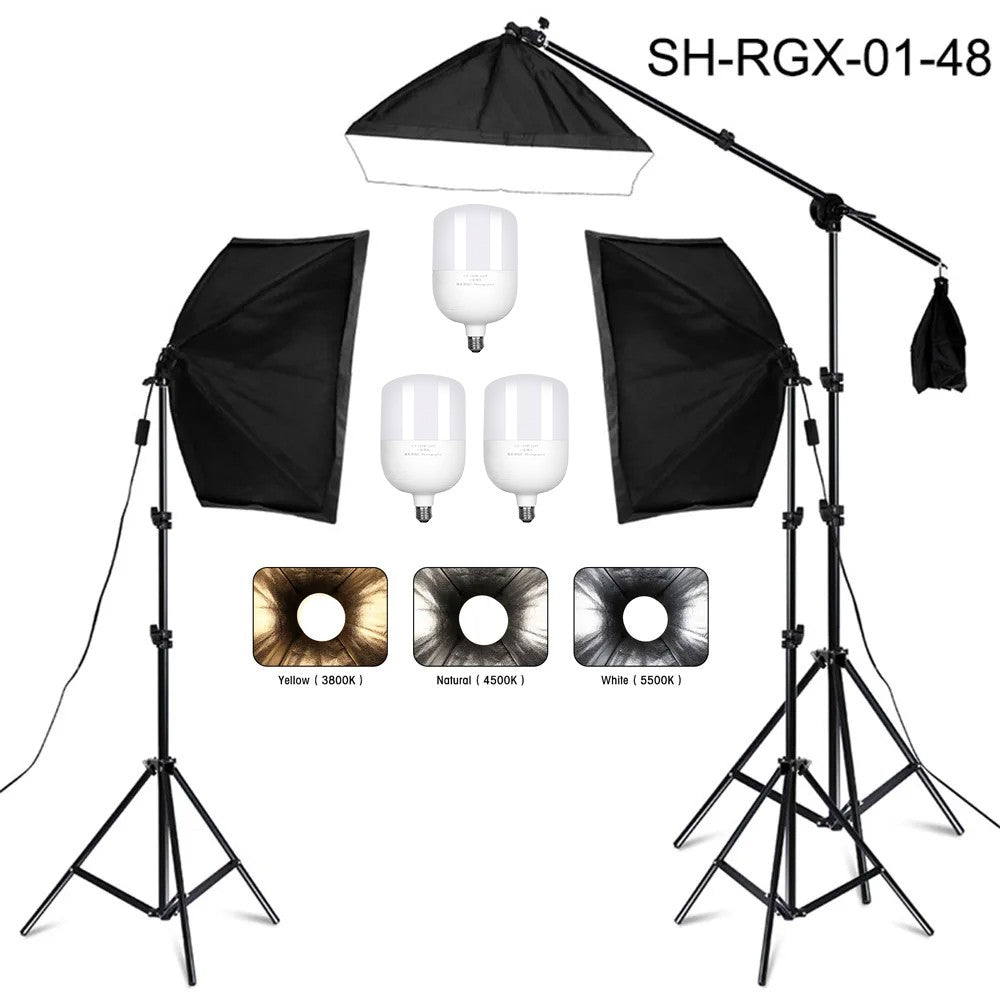 Kit de iluminación Softbox de 20-135W, lámpara LED de fotografía de 50x70CM, equipo profesional de sistema de luz continua para estudio fotográfico