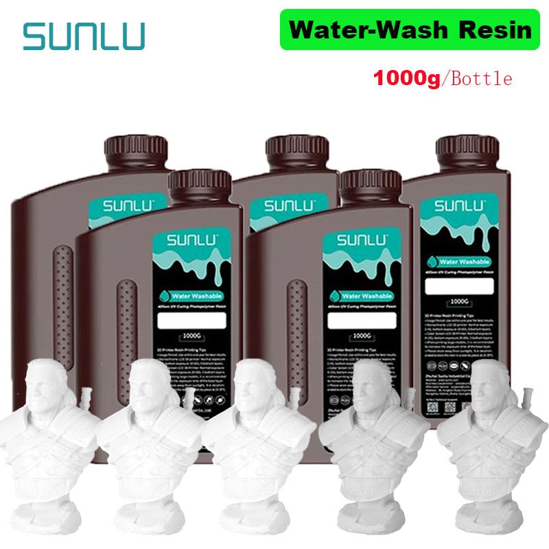 SUNLU 5KG lavado con agua ABS/resina de lavado con agua 395-405nm resina fotopolímero de curado UV resina de curado rápido para impresora 3D LCD DLP SLA