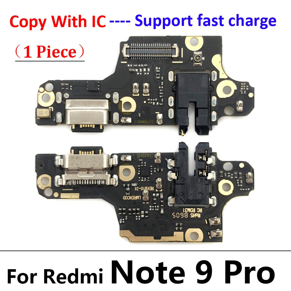 Placa de puerto de carga USB, conector de Cable flexible para Xiaomi Poco X3 M4 Pro M3 Redmi Note 7 8 8T 9S 9 10 10s 11 Pro 4G 5G, micrófono