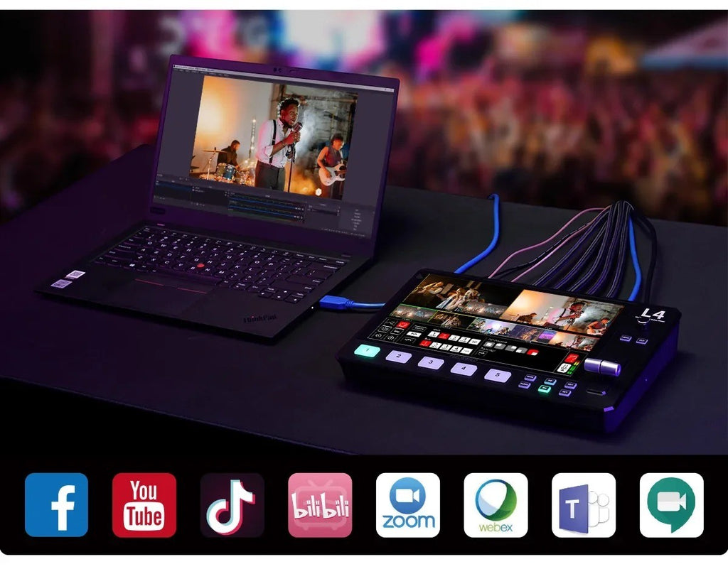 FEELWORLD L4 conmutador de vídeo para cámara, pantalla táctil de 10,1 pulgadas,