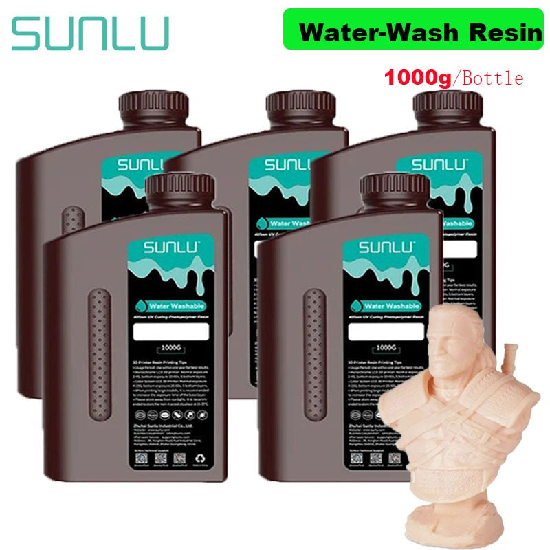 SUNLU 5KG estándar/resina 3D de lavado de agua 405nm resina UV para la mayoría de los materiales de impresora 3D SLA/DLP/LCD sensible a los rayos UV 1kg