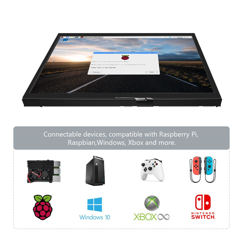 Monitor portátil gamer10.1 pulgadas HD LCD (H) ordenador segundo 1024*600 pantalla LCD para PC pantalla táctil capacitiva Raspberry Pi