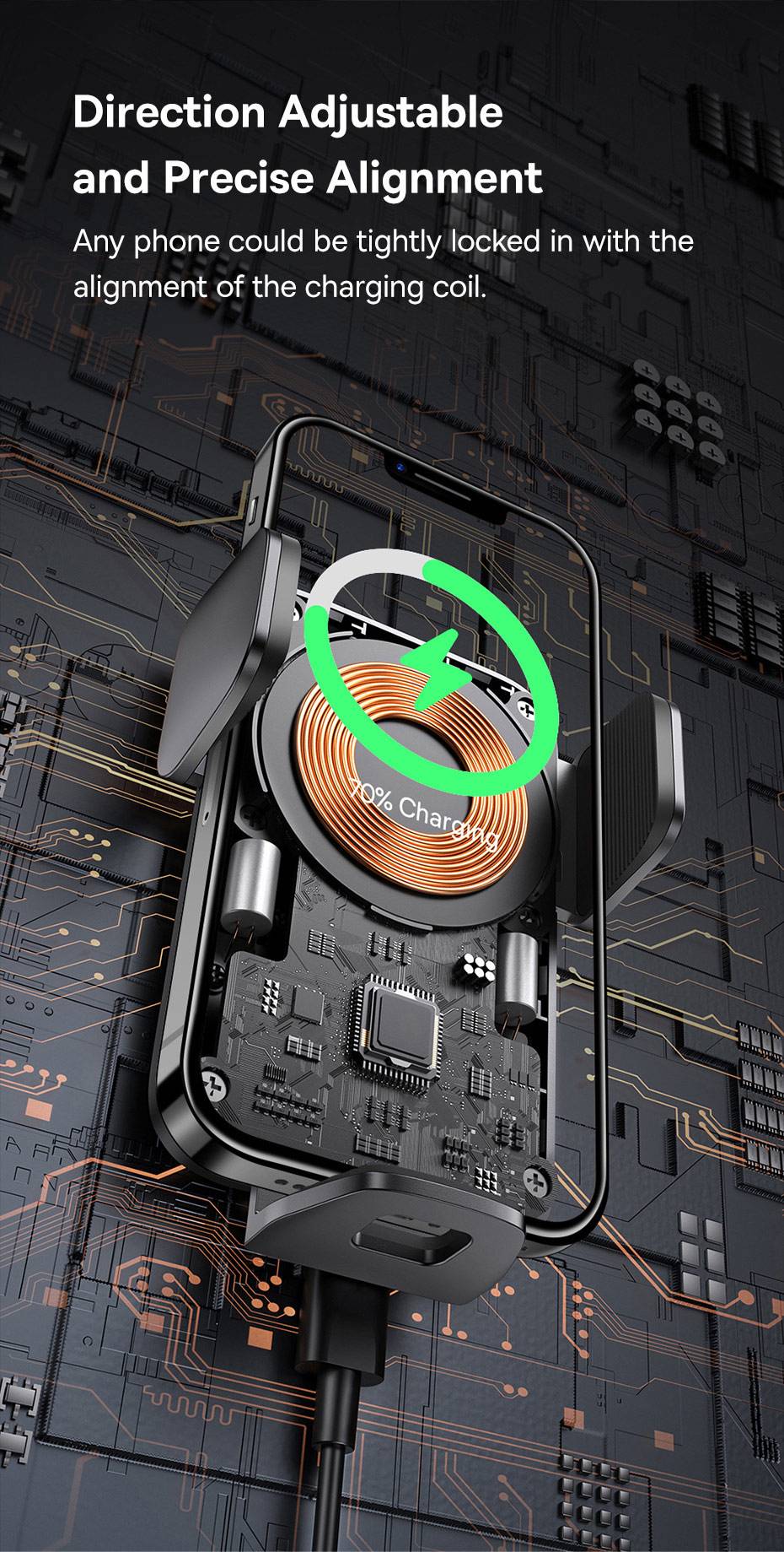 Soporte de teléfono Baseus para coche, cargador de teléfono inalámbrico QI infrarrojo de 15W para iPhone, Xiaomi, Samsung, soporte para coche, carga rápida, fácil Control