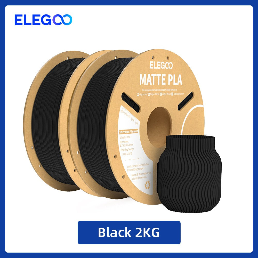 Filamento PLA Mate ELEGOO 1KG, 1.75mm para Impresora 3D FDM, Precisión Dimensional +/- 0.02mm, Bobina de Cartón de 1kg (2.2lbs)
