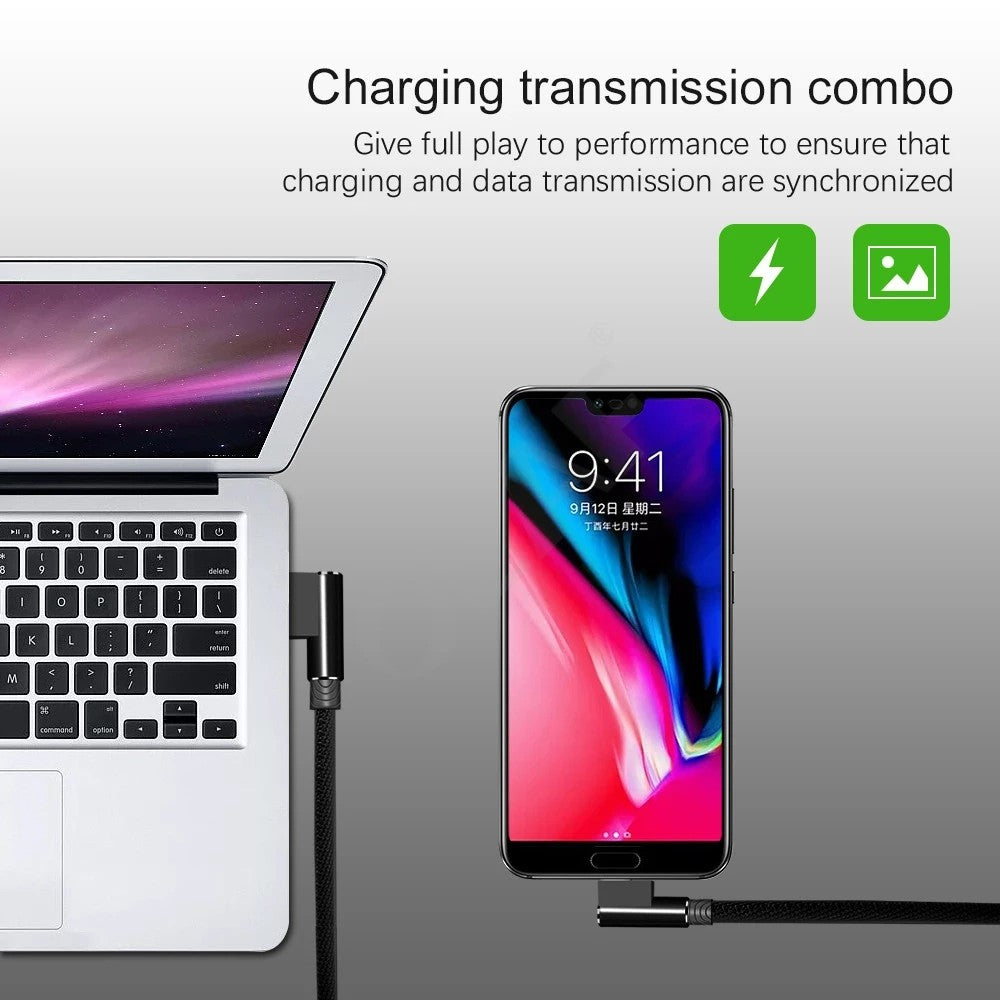 Cable Micro USB OLAF, Cable USB de 90 grados, 1m, 2m, 3m para Samsung S7, Xiaomi, Android, teléfono inteligente, Cable Usb C de 2,4a, carga rápida