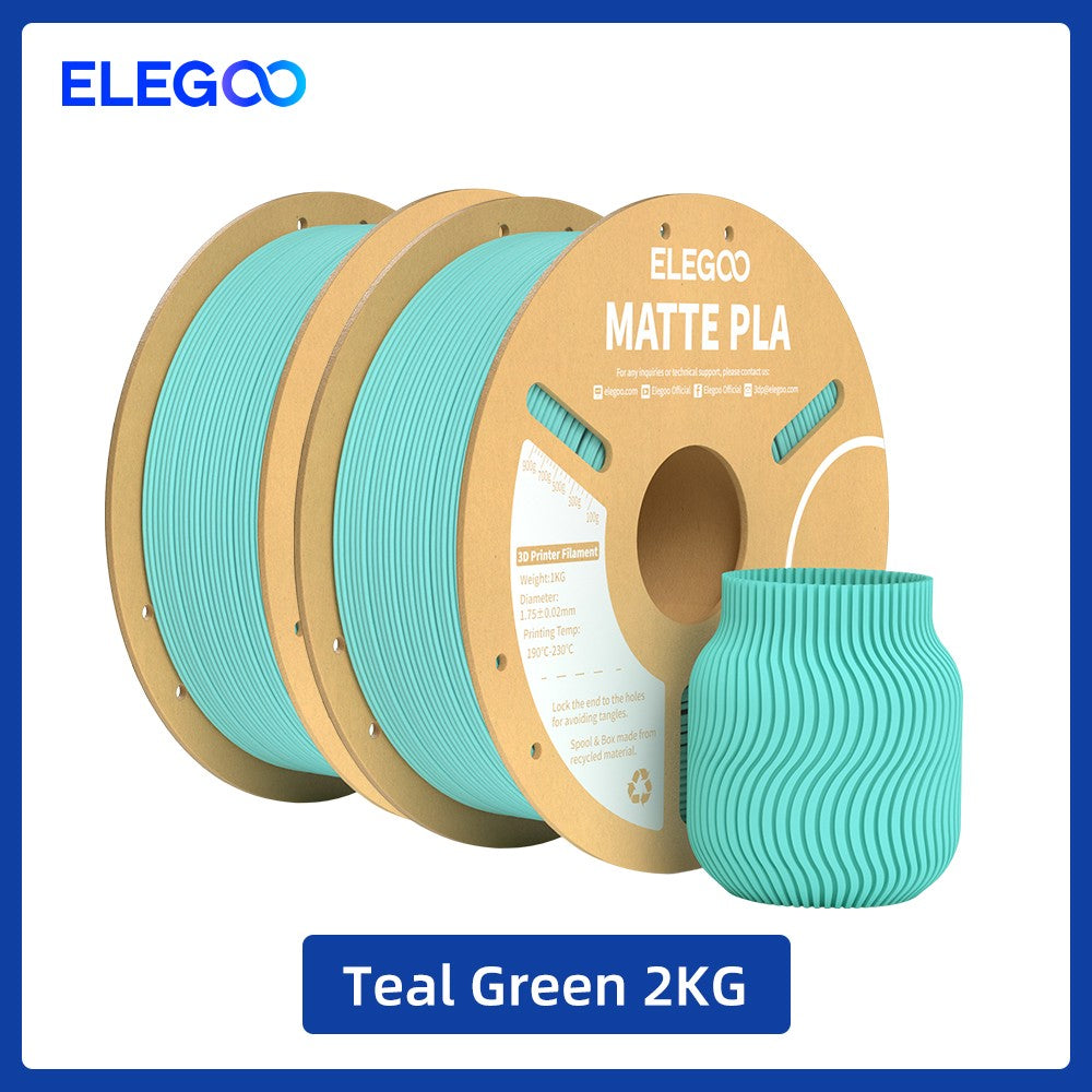Filamento PLA Mate ELEGOO 1KG, 1.75mm para Impresora 3D FDM, Precisión Dimensional +/- 0.02mm, Bobina de Cartón de 1kg (2.2lbs)