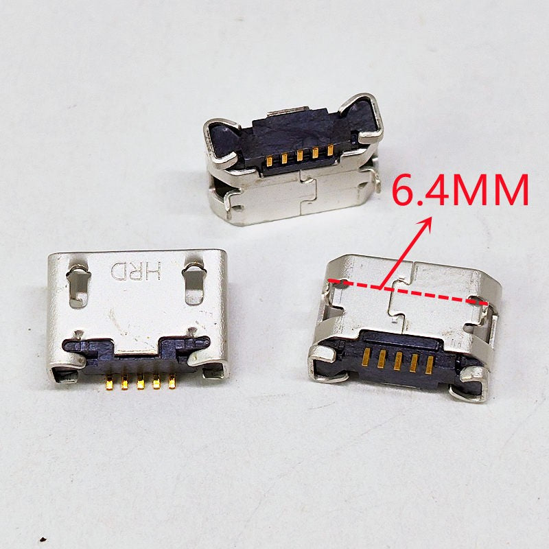 100 Uds Micro USB mini conector 5pin 5,9mm 6,4mm 7,2mm aguja corta 5P DIP2 puerto de datos puerto de carga para enchufe final móvil puerto V8
