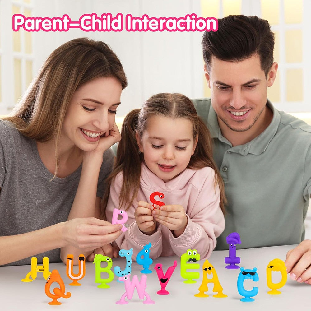 Juguete con ventosa de letras y números, juguete de bloques de construcción de silicona suave, juguete con ventosa sensorial para niños, juego interactivo para padres e hijos, juguete de baño
