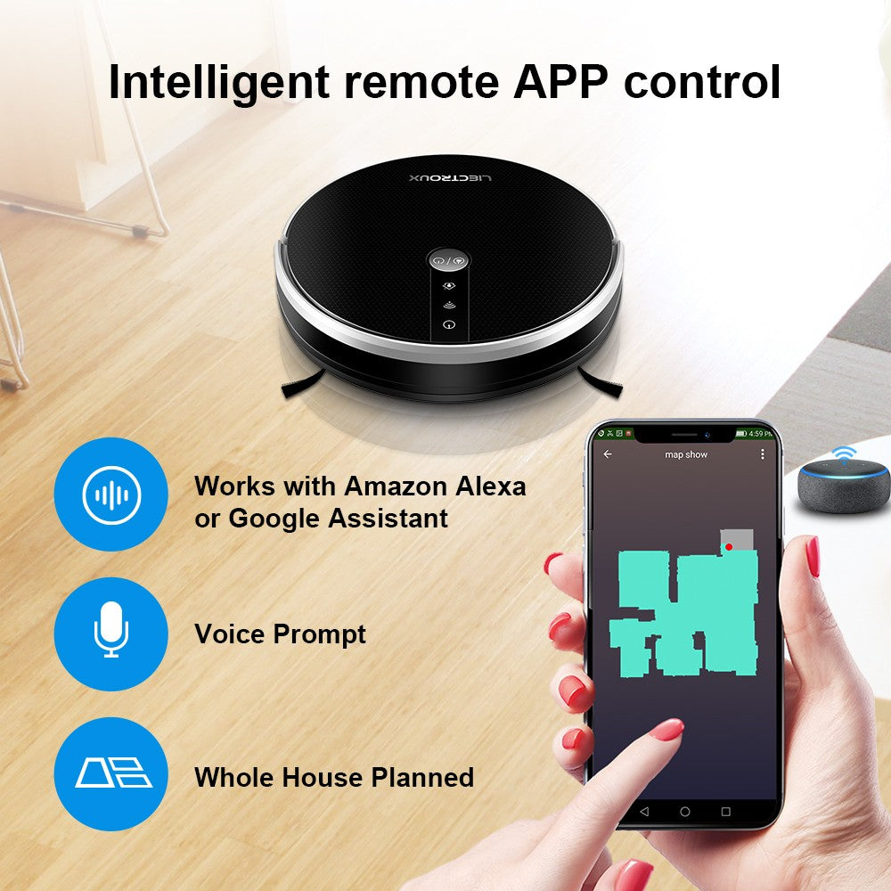 (Código Promocional: AEGG66)Aspiradora Robot LIECTROUX C30B,Navegación de mapas con IA,Partición Inteligente,con Memoria,Aplicación WiFi,Succión Fuerte de 6000Pa,Trapeador Mojado Inteligente, Desinfección