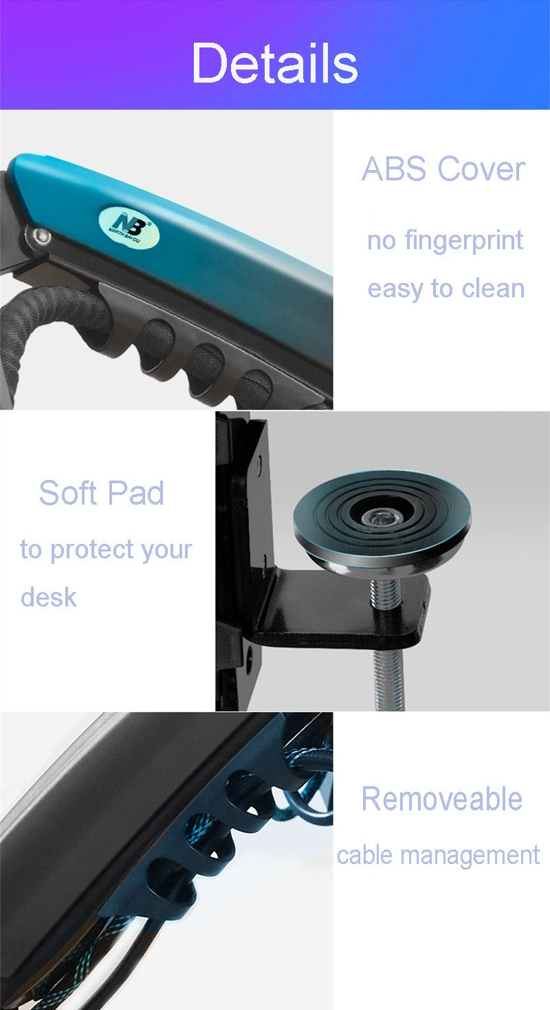 Soporte para Laptop con Doble Monitor y USB 3.0 NB F160-FP, Brazo Doble con Resorte de Gas para Monitores de 17'-27' + Soporte para Laptop de 10'-17'