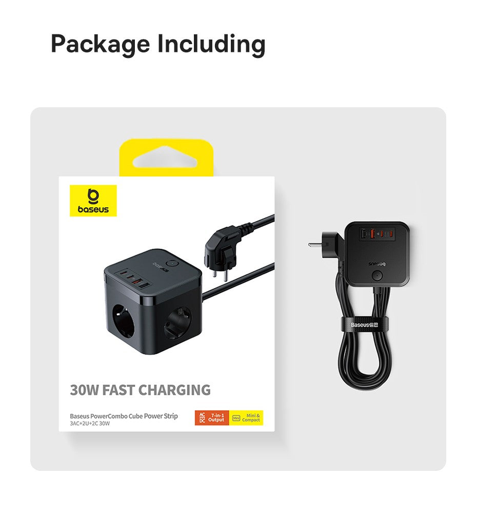 Baseus-cargador de 30W, regleta de alimentación rápida, salida de 4000W 3AC, estación de carga de escritorio, protección contra sobretensiones para tableta, iPhone, Samsung, Xiaomi