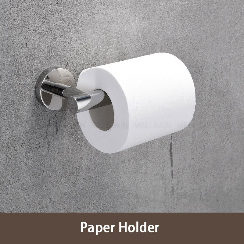 Juego de accesorios de baño con espejo brillante, barra de toalla redonda, soporte de papel higiénico, anillo de toalla, gancho para bata, bricolaje de acero inoxidable