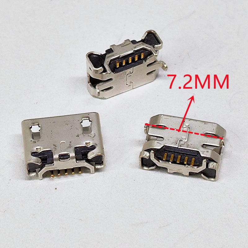 100 Uds Micro USB mini conector 5pin 5,9mm 6,4mm 7,2mm aguja corta 5P DIP2 puerto de datos puerto de carga para enchufe final móvil puerto V8