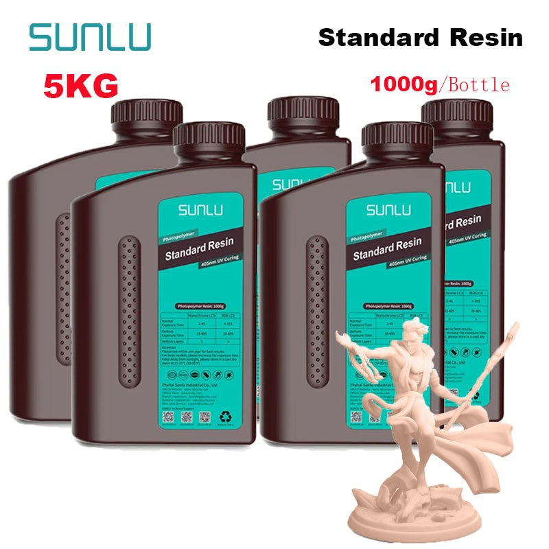 SUNLU 5KG estándar/resina 3D de lavado de agua 405nm resina UV para la mayoría de los materiales de impresora 3D SLA/DLP/LCD sensible a los rayos UV 1kg