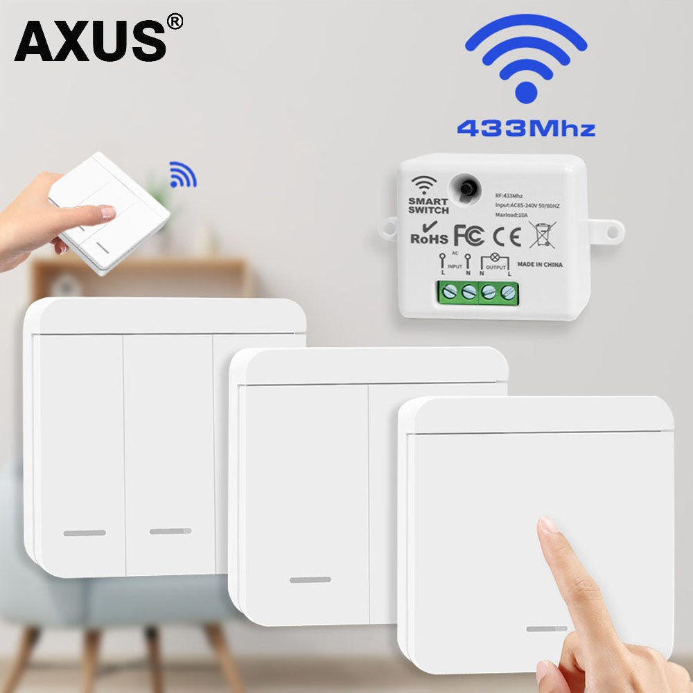 Interruptor inalámbrico RF 433Mhz Interruptor de luz Control remoto 86 Panel de pared 10A 110V-220V Receptor para lámpara LED ventilador