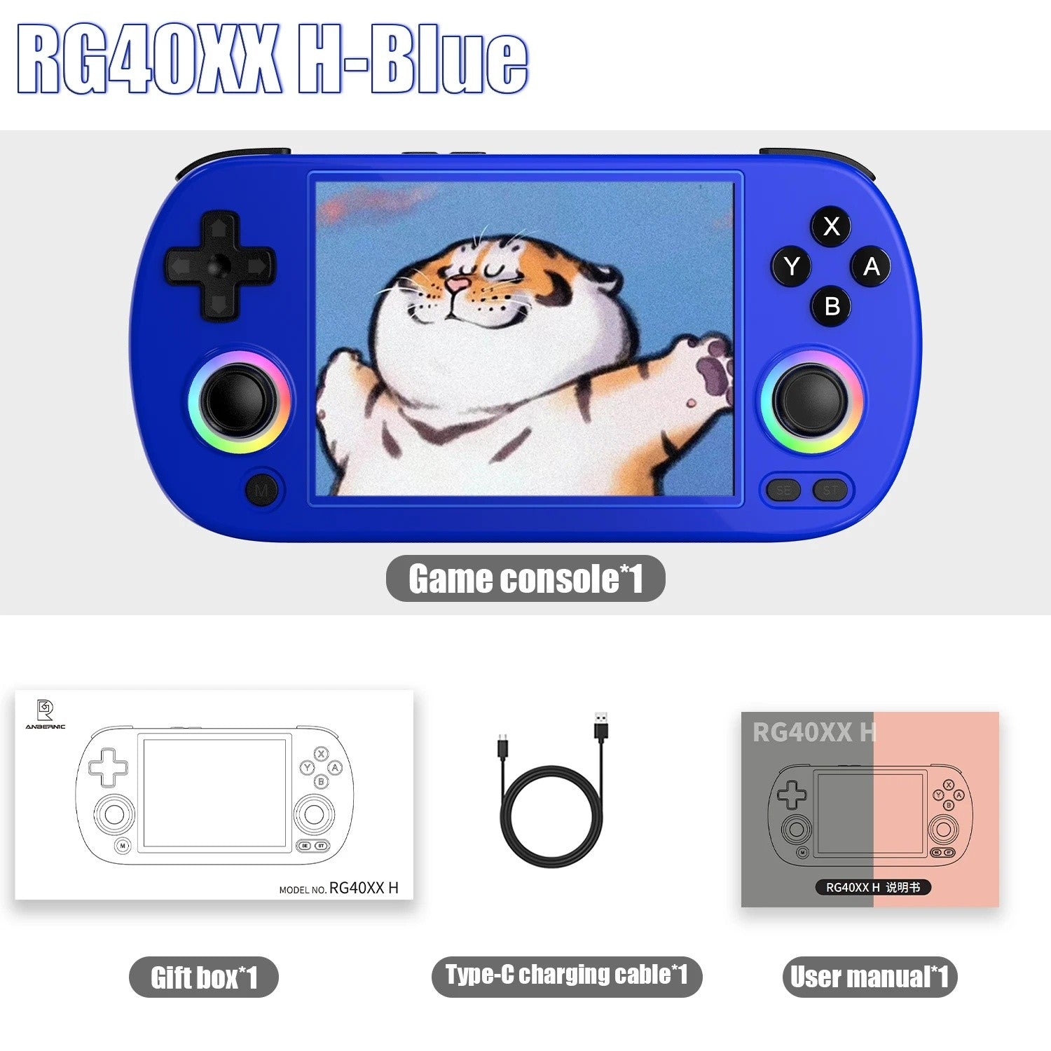 ANBERNIC RG40XX H consola de juegos portátil Retro consolas de videojuegos RG 40XX H 3200mAh 4,0 pulgadas pantalla IPS Joystick iluminación RGB