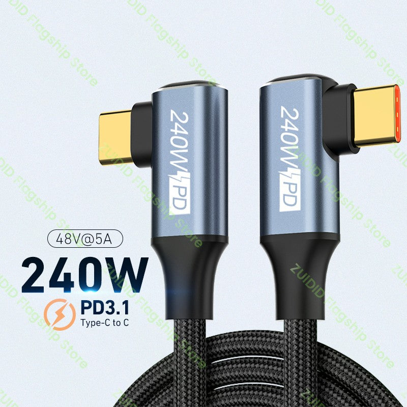 Cable USB C a tipo C de 100W PD 3,1 240W Cable cargador de carga rápida USB-C 5A Cable de datos tipo C para Macbook iPad Samsung Xiaomi 2m