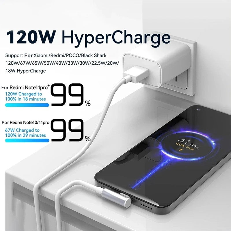Cable de Carga Turbo USB Tipo C de 120W 100W 90W para Xiaomi 6A, Mi 14 13 12 Pro, Poco F4 GT, Redmi Note 13, K60, Cable Tipo C de 90 Grados