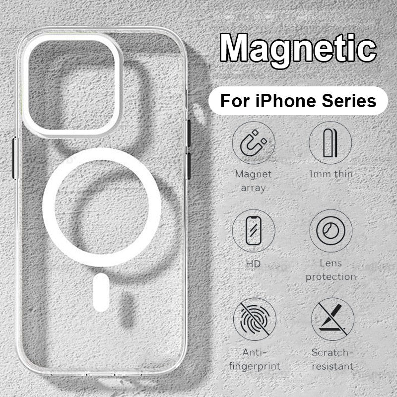 Magsafing-funda magnética Original para iPhone, carcasa de silicona acrílica para modelos 13, 15, 12, 11, 14, 16 Pro Max, Mini, X, XS, XR Plus, SE