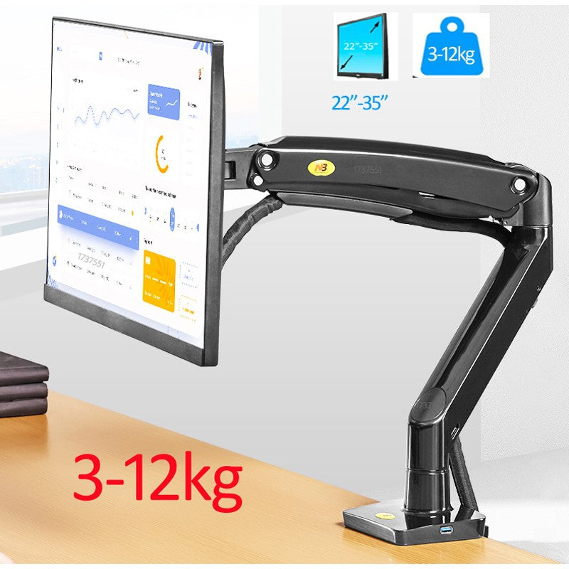 Nuevo brazo de resorte de Gas F100A, soporte para Monitor de pantalla de 22-35 pulgadas, brazo de montaje para Monitor de escritorio giratorio de inclinación 360, puertos USB 3,0 de 2-13kg