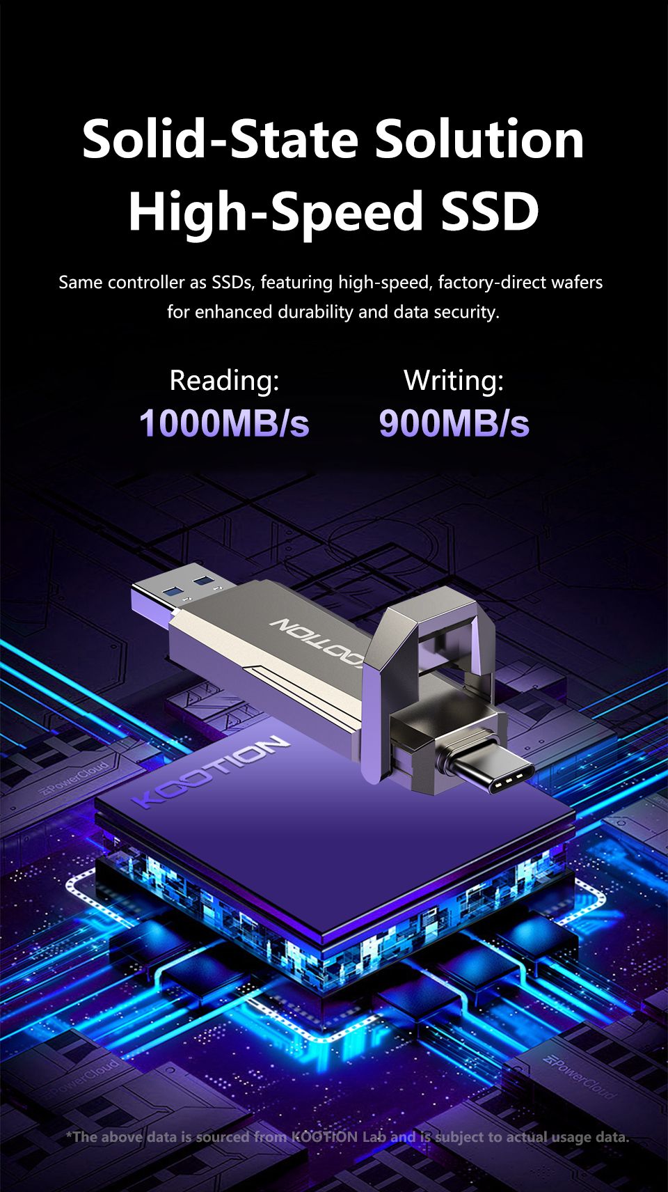 KOOTION U52 unidad de bolígrafo portátil de estado sólido USB 3,2 Gen 2 tipo C unidad Flash 1TB 512GB 256GB Pendrive SSD externo para PC iPhone