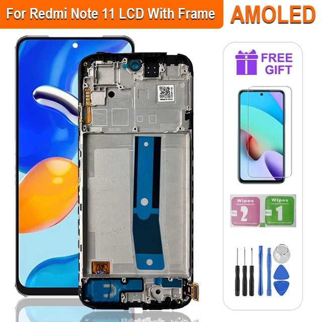LCD súper AMOLED para Xiaomi Redmi Note 11 LCD 2201117 Asamblea del digitizador de la pantalla táctil de la exhibición LCD de TG para Redmi Note 11S LCD