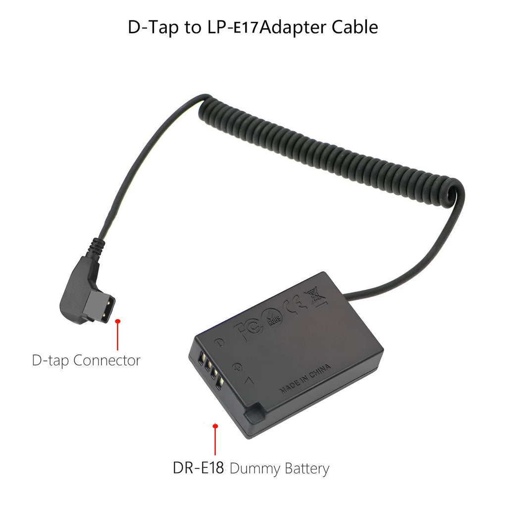 ACK-E18 DR-E18 LP-E17 Kit de adaptador de corriente de D-TAP de batería simulada + placa de montaje de adaptador de batería de NP-F para Canon EOS Rebel SL2 SL3 T6i T6S