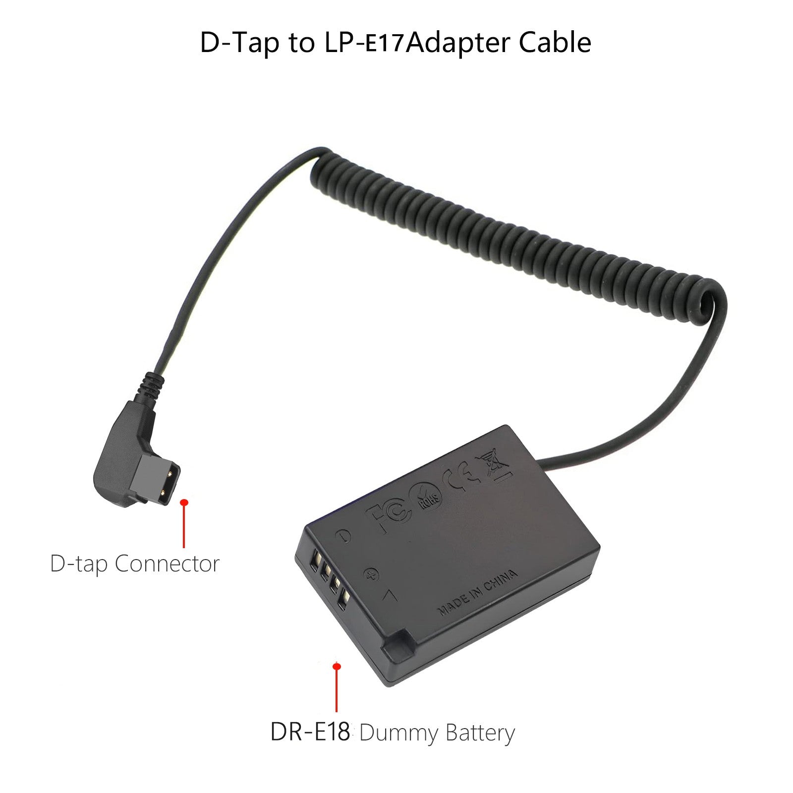 ACK-E18 DR-E18 LP-E17 Kit de adaptador de corriente de D-TAP de batería simulada + placa de montaje de adaptador de batería de NP-F para Canon EOS Rebel SL2 SL3 T6i T6S