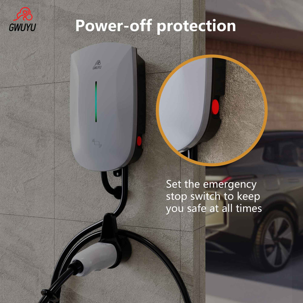Estación de carga EV GWUYU Plug and Play Tipo 2 IEC62196-2 32A 7KW 220V 22KW 380V 11KW 16A 3 fases EVSE Wallbox 5 metros