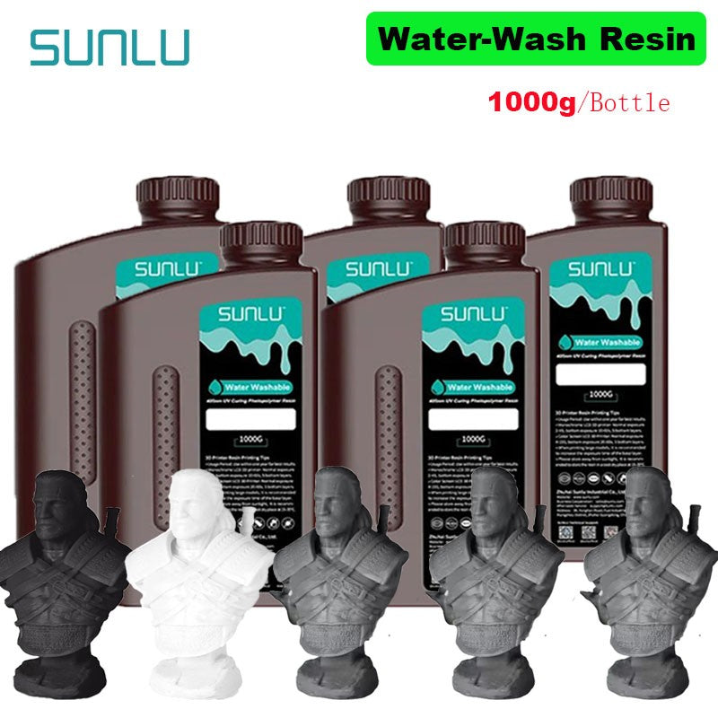 SUNLU 5KG lavado con agua ABS/resina de lavado con agua 395-405nm resina fotopolímero de curado UV resina de curado rápido para impresora 3D LCD DLP SLA