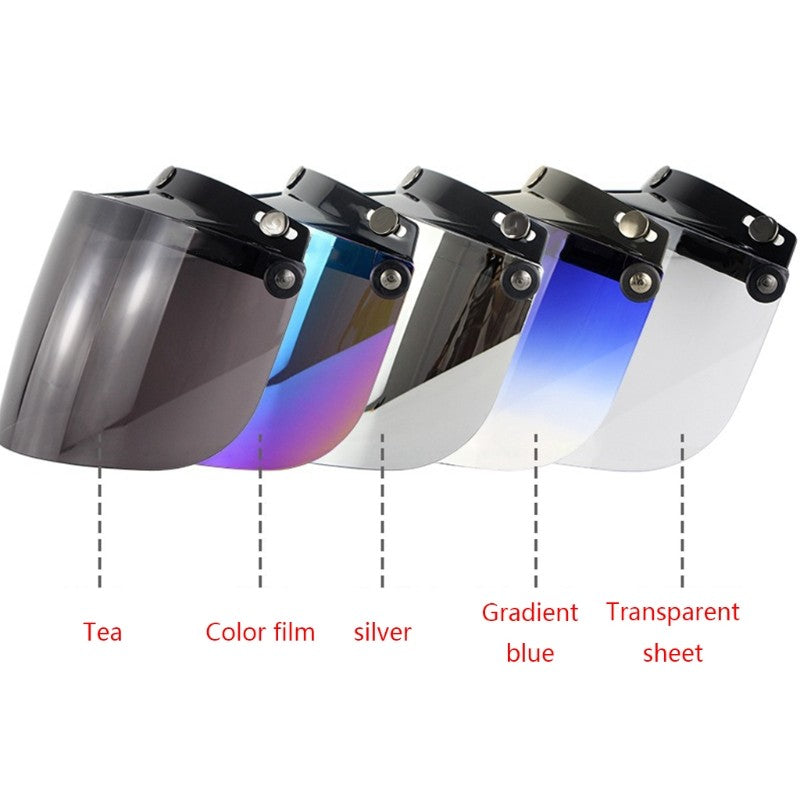 Protector de lente de visera a prueba de viento, 3 Snap, para cascos de motocicleta, abatible hacia arriba y hacia abajo, cara abierta, venta al por mayor