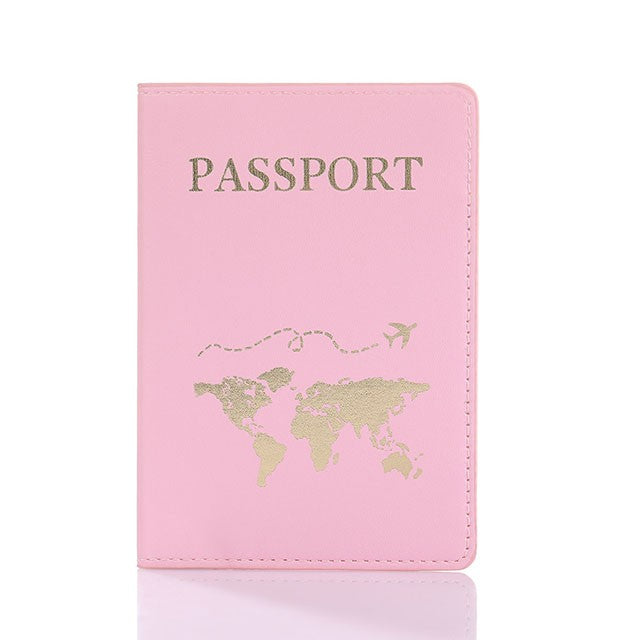 Amante el mapa del mundo cubierta de pasaporte estampado en caliente avión Simple mujeres hombres viaje pasaporte estuche protector moda regalo de boda