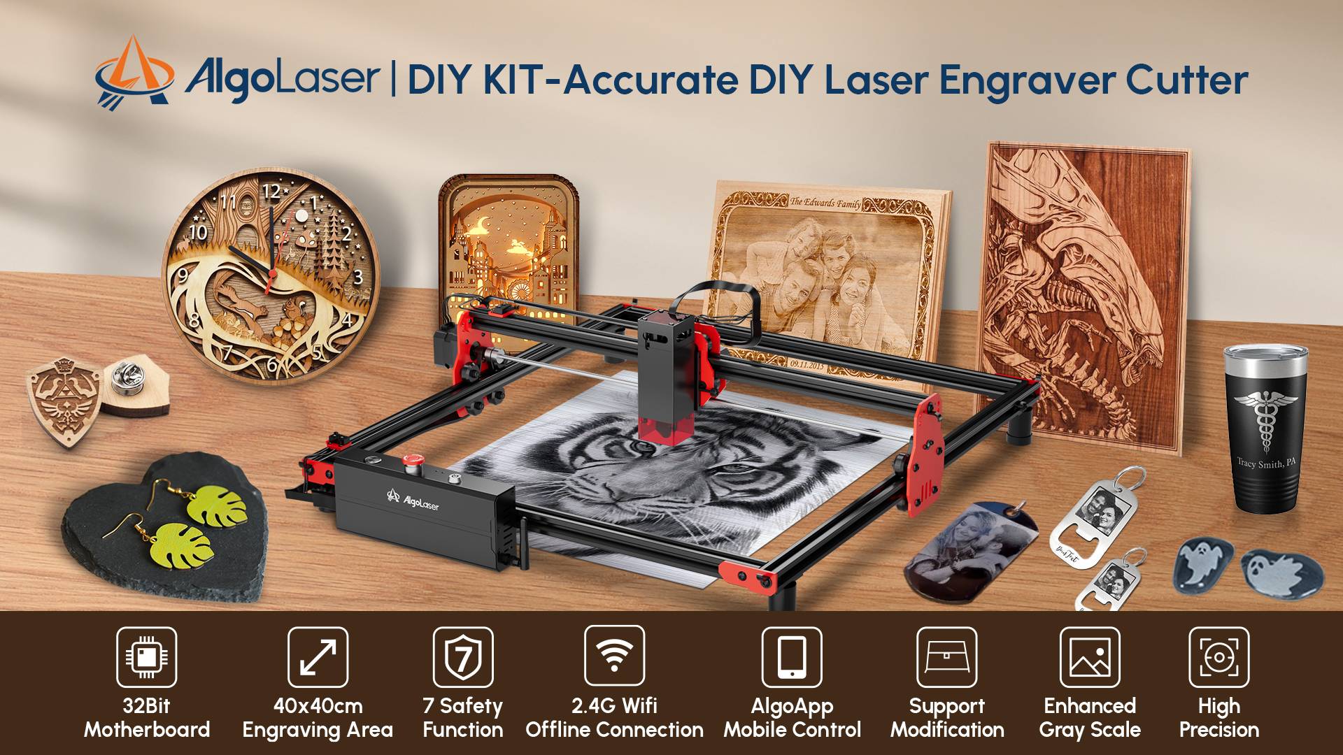 Router CNC de Escritorio Algolaser para Principiantes, 12000 mm/min, Kit DIY, 5W 10W, Conexión con Teléfono, Máquina de Grabado Multifunción para Trabajar la Madera