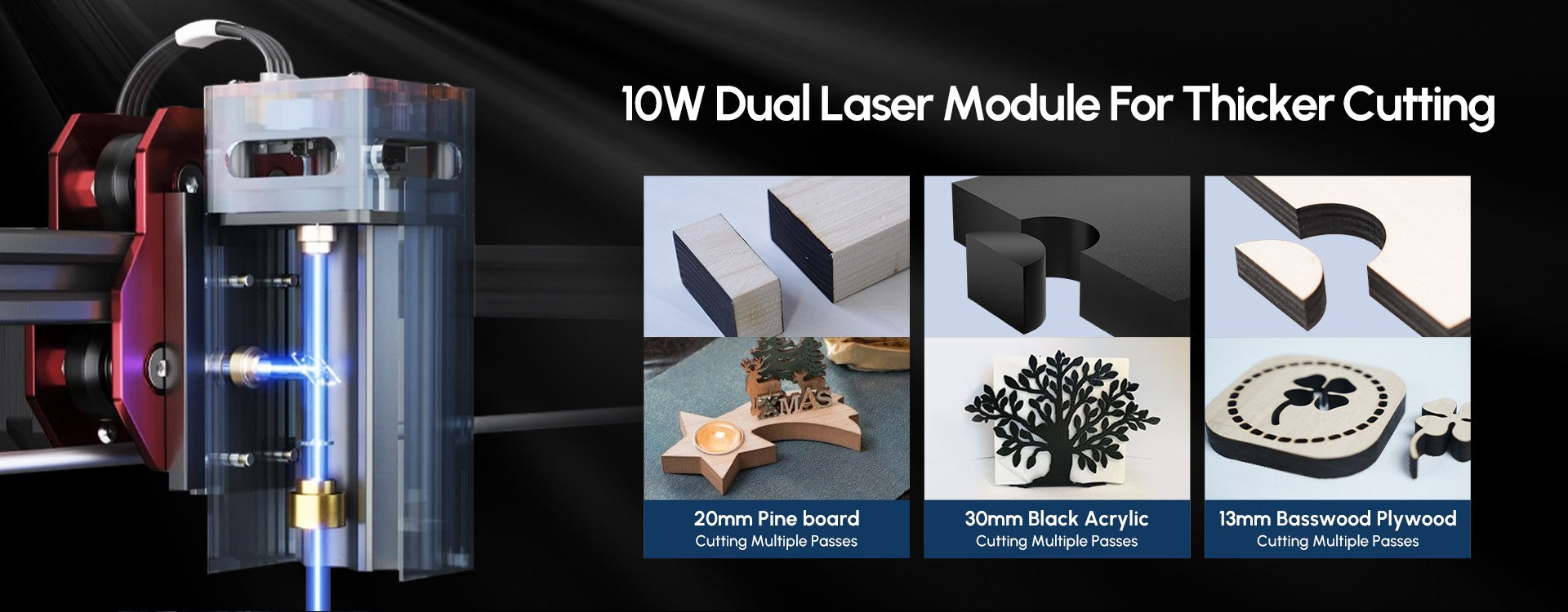 Algolaser KIT DIY Grabador y Cortador Láser CNC para Madera, con Enfoque Largo y Corto, para Trabajos en Madera, Máquina de Grabado y Corte