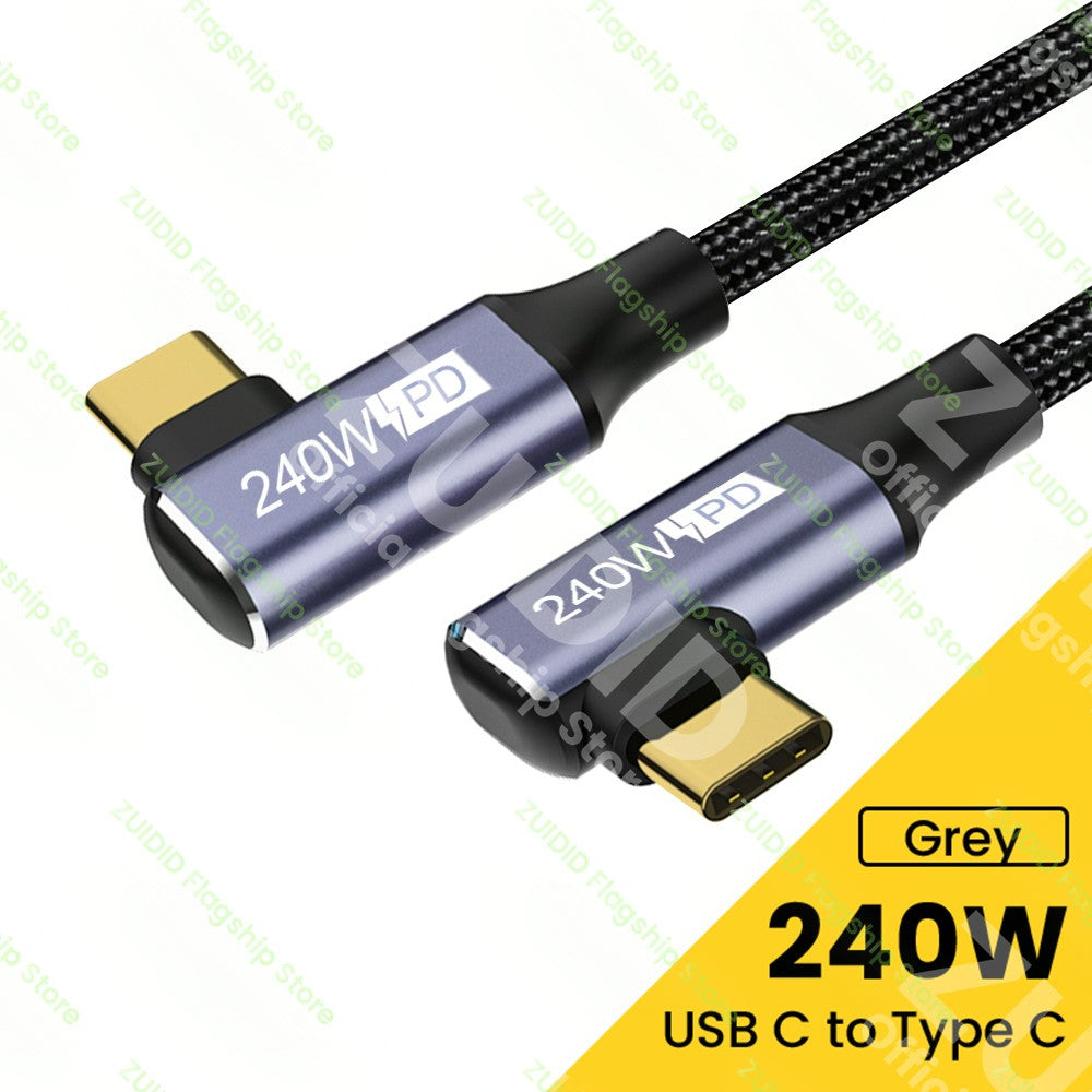 Cable USB C a tipo C de 100W PD 3,1 240W Cable cargador de carga rápida USB-C 5A Cable de datos tipo C para Macbook iPad Samsung Xiaomi 2m