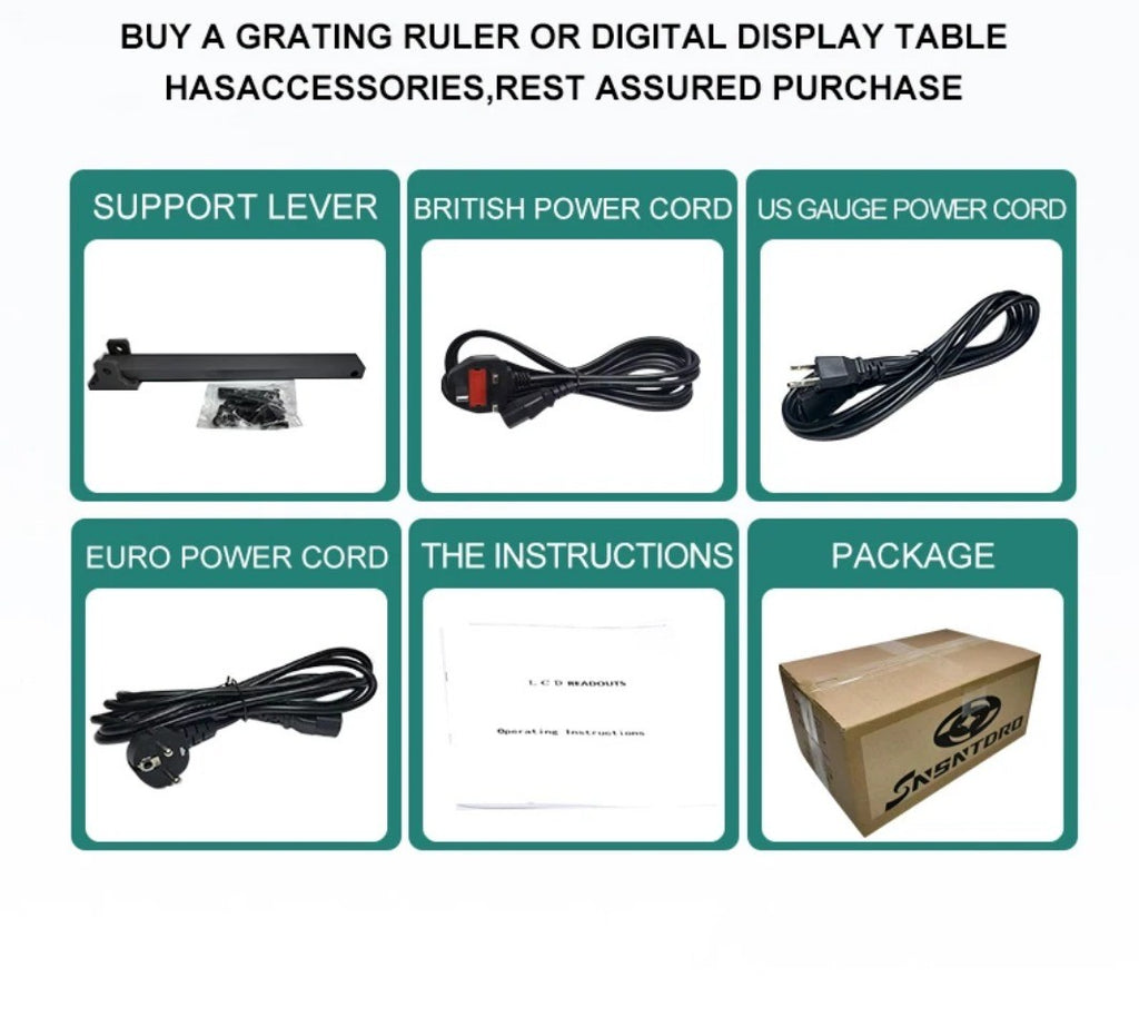 Pantalla LCD DRO YH800-2 de 2 Ejes, 19 Idiomas, AC90-260V, Sensor de Desplazamiento, Escala Lineal de 50-1000mm, Codificador, Regla de Cuadrícula