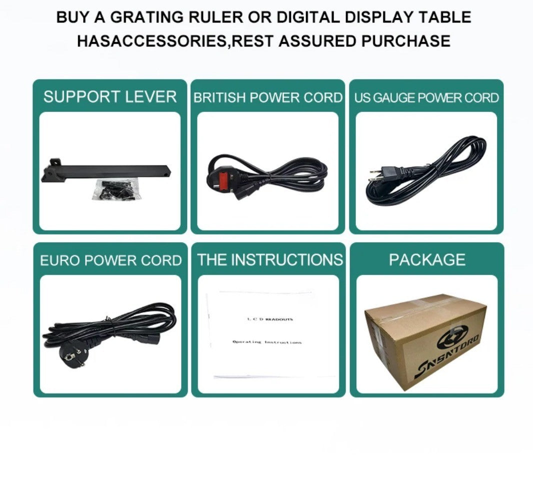 Pantalla LCD DRO YH800-2 de 2 Ejes, 19 Idiomas, AC90-260V, Sensor de Desplazamiento, Escala Lineal de 50-1000mm, Codificador, Regla de Cuadrícula