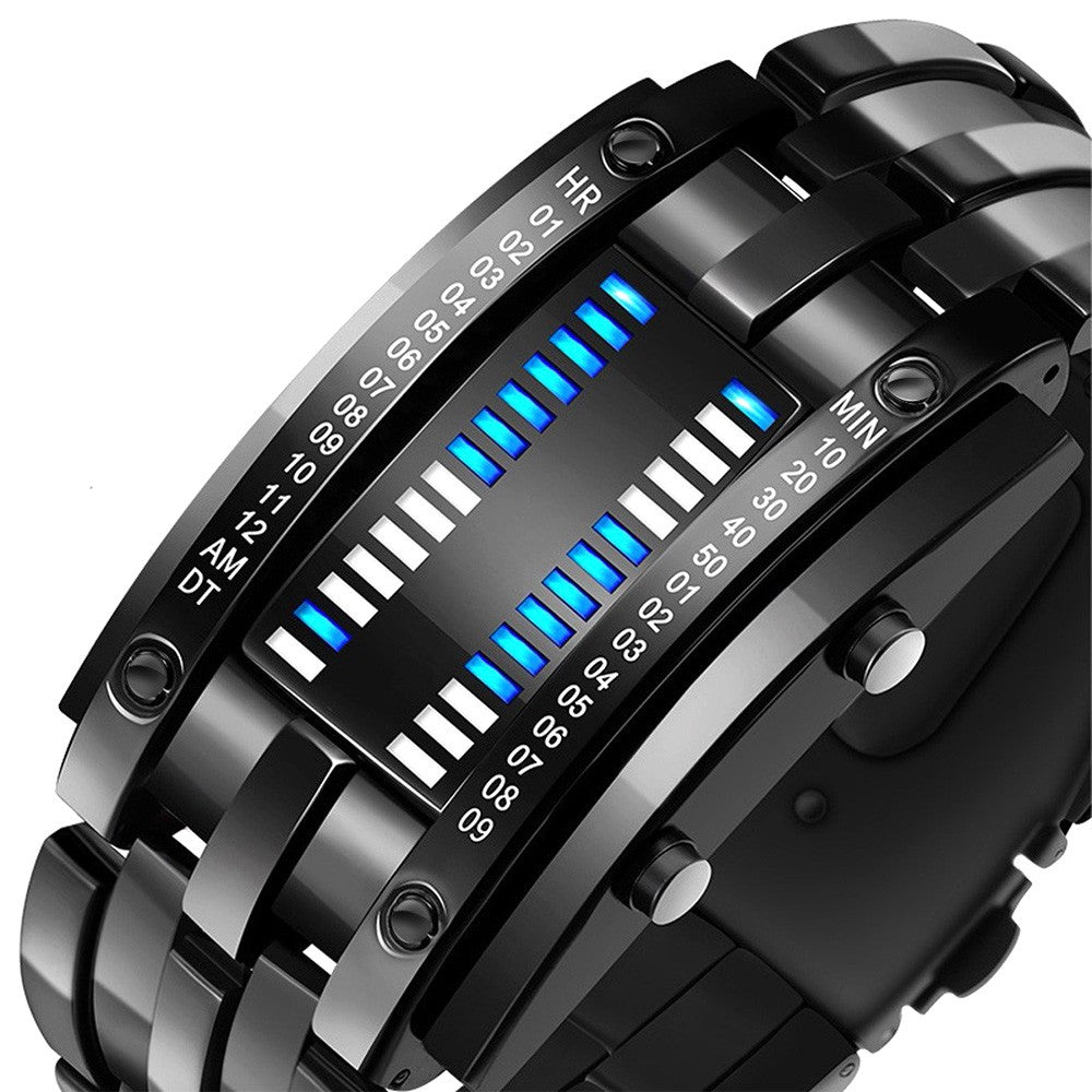 Reloj deportivo de moda, marca de lujo popular, reloj binario creativo para hombres y mujeres, reloj led de acero inoxidable para parejas