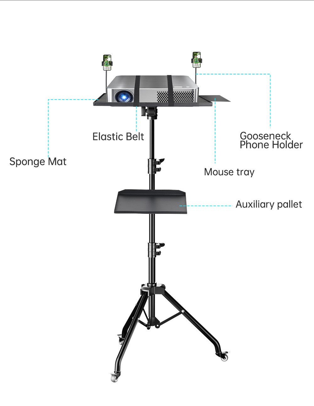 Trípode para Proyector SH - Soporte Ajustable para Laptop, Mesa de Mezclas DJ, Escritorio para Computadora en Exteriores, Soporte para Escenario o Estudio