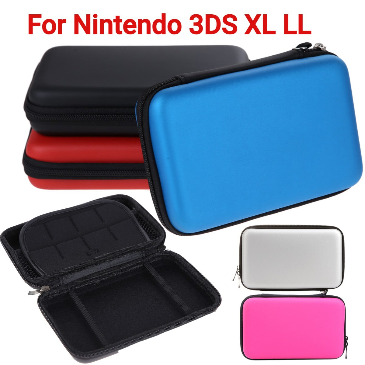 Funda rígida de piel EVA para Nintendo 3DS XL LL con correa, funda protectora duradera alrededor para New 3DS XL 3DS LL
