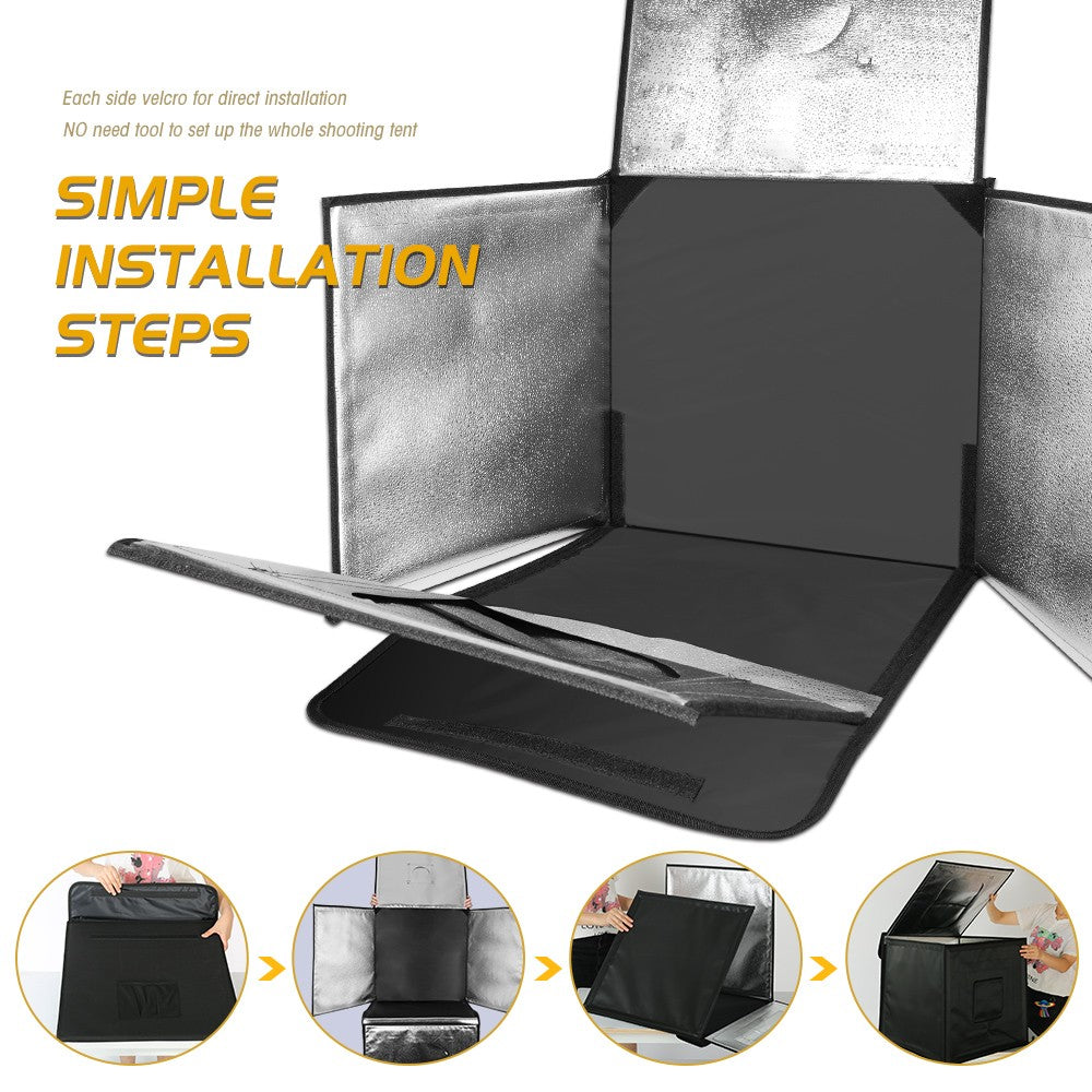 Cajas blandas para estudio de fotografía, mesa de fotografía regulable, plegable, portátil, Kit de tiendas de campaña con tablero de fondo de 3 uds.