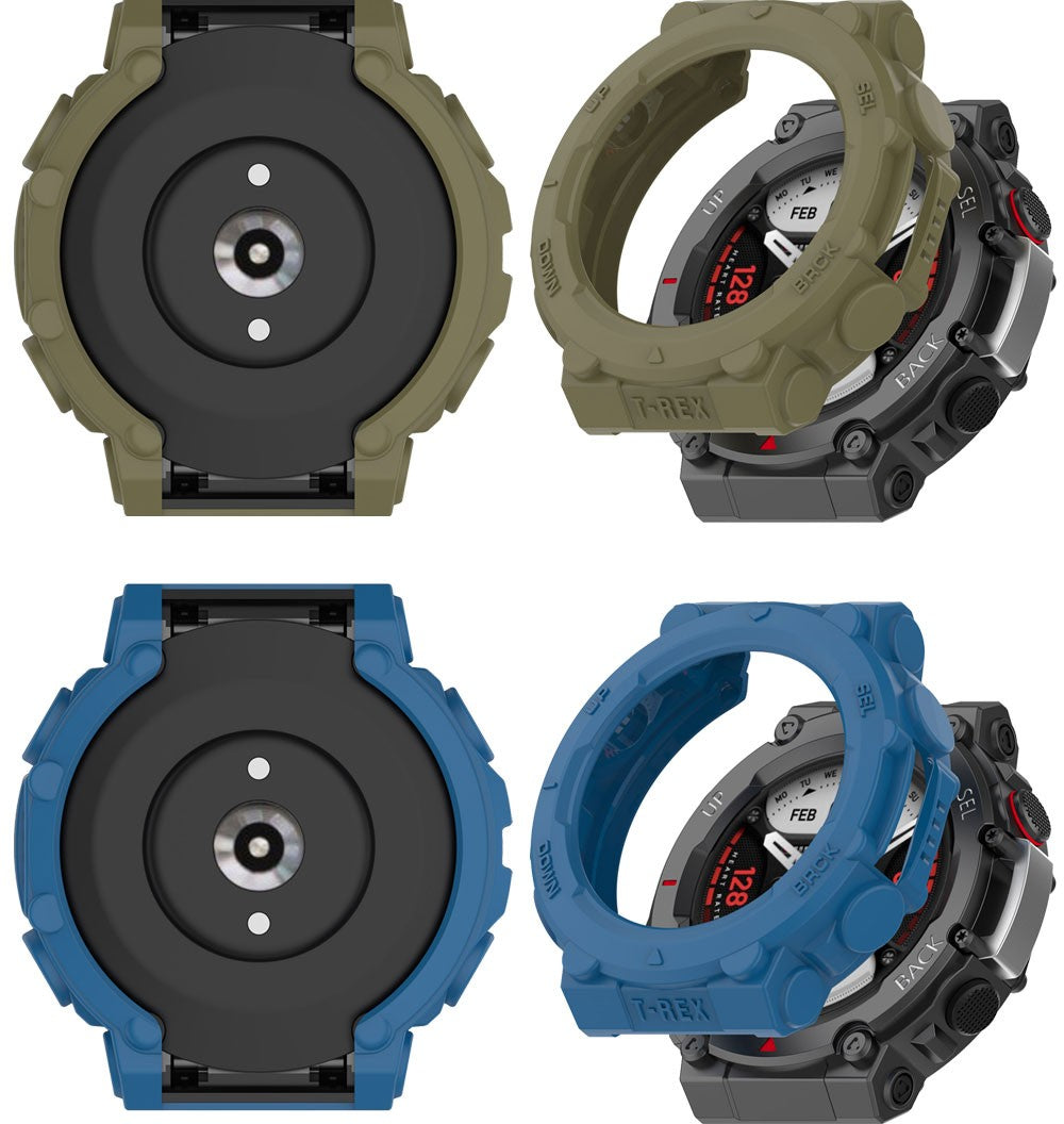 Funda 2 en 1 + película de vidrio templado para Huami Amazfit T Rex 2 TPU Protector de pantalla de PC y cubierta protectora de parachoques para Amazfit TRex2
