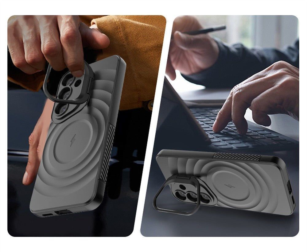 Soporte de lente Invisible para funda de teléfono magnética Magsafe para Samsung S25 Ultra Edge S25 Plus cubierta de silicona suave ondulada de agua redonda