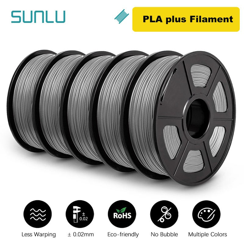 SUNLU Filamento PLA/PETG/PLA PLUS/Transparente de 5 kg, 1.75 mm, 5 Rollos de 1 kg, Filamento 3D para Impresora y Bolígrafo 3D, Enrollado Cuidadosamente